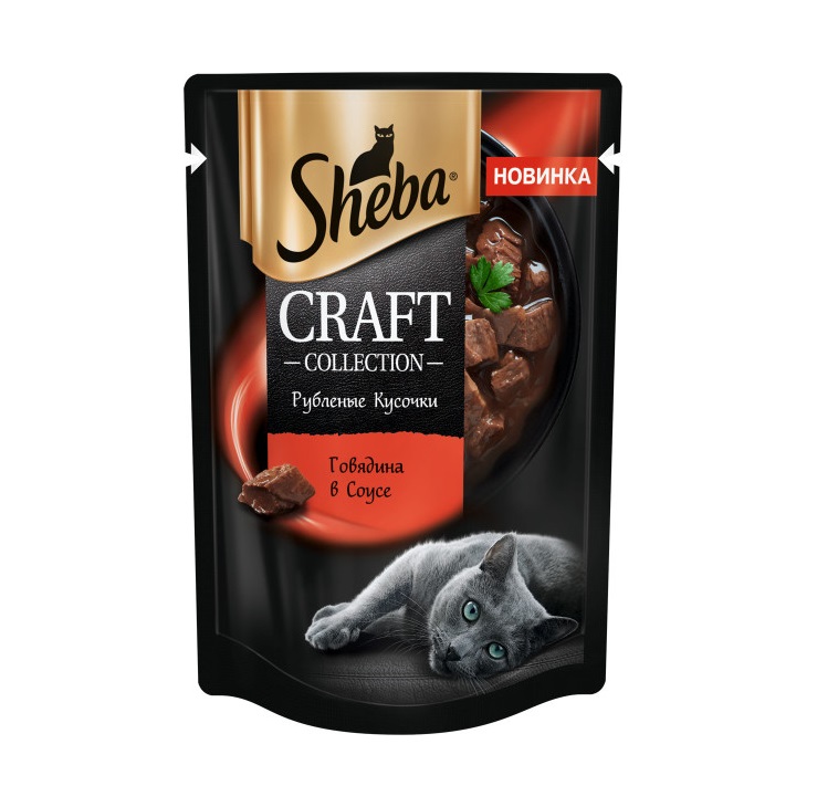 Влажный корм для кошек SHEBA CRAFT COLLECTION «Рубленые кусочки. Говядина в соусе», 75 г