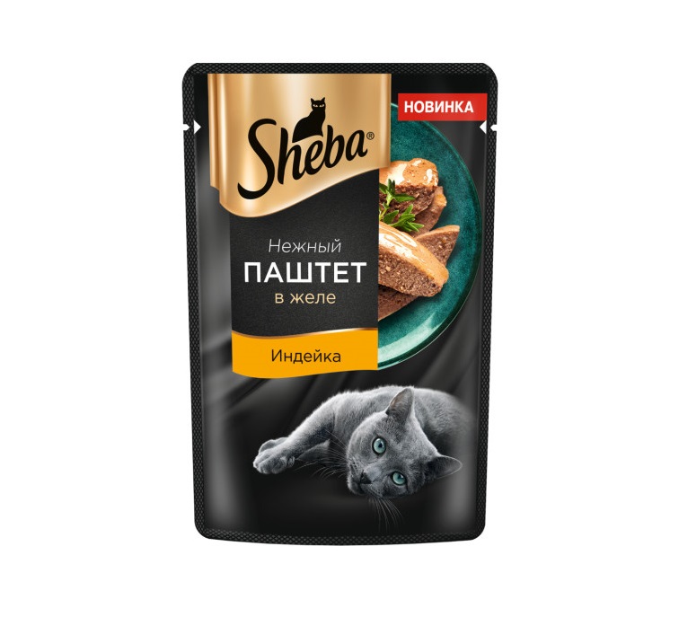 Влажный корм для кошек SHEBA Нежный паштет в желе, с индейкой, 75 г
