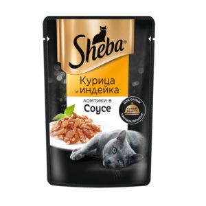 Влажный корм для кошек Sheba Ломтики в соусе с курицей и индейкой, 75 г