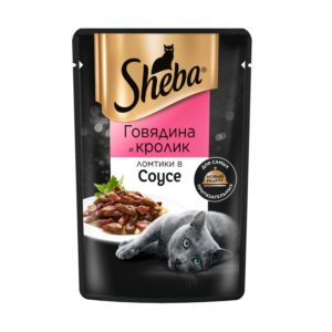 Влажный корм для кошек Sheba Ломтики в соусе с говядиной и кроликом, 75 г