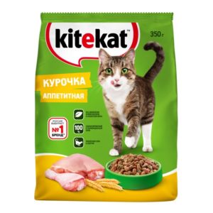 Сухой полнорационный корм KITEKAT для взрослых кошек «Курочка Аппетитная», 350 г