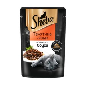 Влажный корм для кошек Sheba Ломтики в соусе с телятиной и языком, 75 г