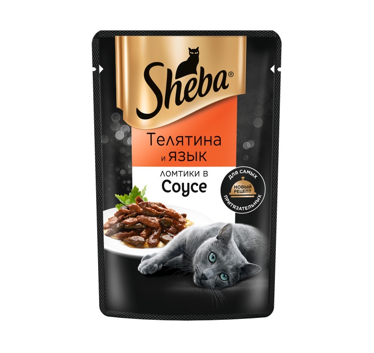 Влажный корм для кошек Sheba Ломтики в соусе с телятиной и языком, 75 г