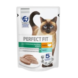 Влажный полнорационный корм PERFECT FIT для стерилизованных кошек, паштет с индейкой, 75 г