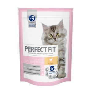 Cухой полнорационный корм PERFECT FIT для котят от 2 до 12 месяцев, с курицей, 190 г
