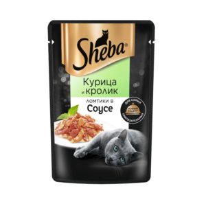 Влажный корм для кошек Sheba Ломтики в соусе с курицей и кроликом, 75 г