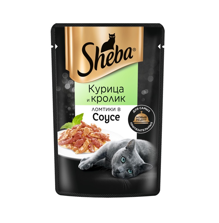 Влажный корм для кошек Sheba Ломтики в соусе с курицей и кроликом, 75 г
