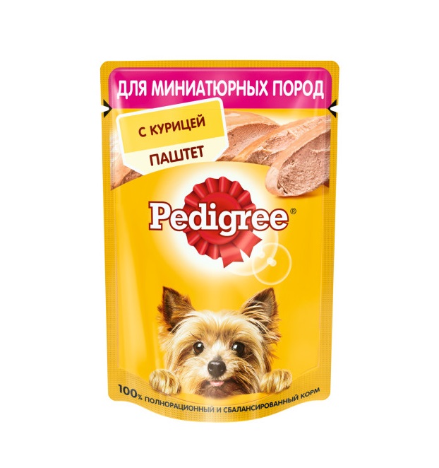 Влажный корм PEDIGREE для миниатюрных собак, паштет с курицей, 80 г