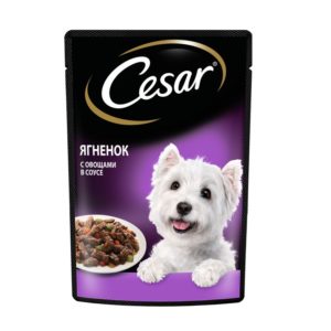 Влажный корм Cesar для взрослых собак, с ягненком и овощами в соусе, 85 г