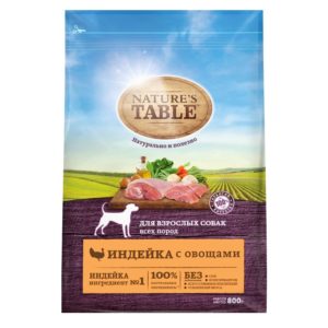 Сухой корм для взрослых собак всех пород Nature’s Table Индейка с овощами, 800 г