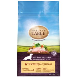 Сухой корм Nature’s Table для собак мелких пород, Курица с рисом, 2.3 кг