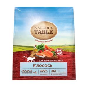Сухой корм Nature’s Table для взрослых кошек, Лосось, 1.1 кг
