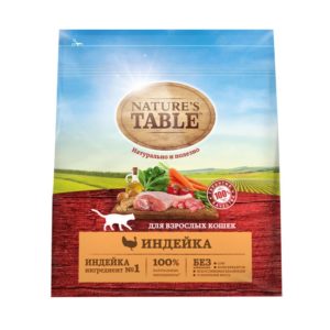 Сухой корм Nature’s Table для взрослых кошек, Индейка, 1.1 кг
