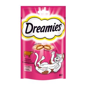 Лакомство для кошек Dreamies подушечки с говядиной, 60 г