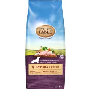 Сухой корм для взрослых собак мелких пород Nature’s Table Курица с рисом, 6 кг