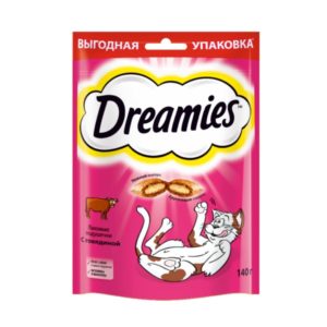 Лакомство для кошек Dreamies подушечки с говядиной, 140 г