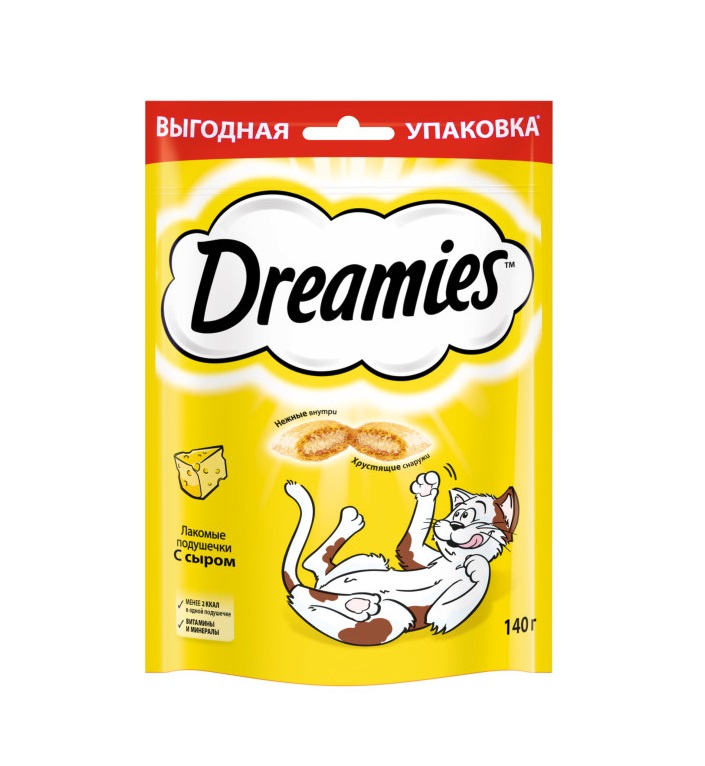 Лакомство для кошек Dreamies подушечки с сыром, 140 г