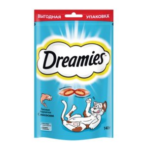 Лакомство Dreamies для взрослых кошек, с лососем, 140 г