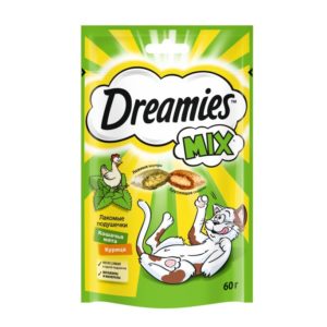 Лакомство Dreamies MIX для взрослых кошек, с мятой и курицей, 60 г
