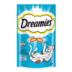 Лакомство для кошек Dreamies подушечки с лососем, 60 г