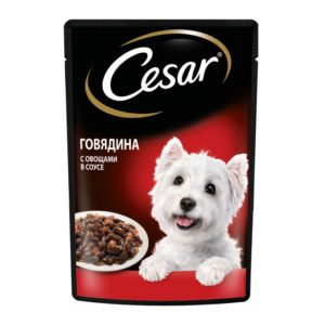 Влажный корм Cesar для взрослых собак, с говядиной и овощами в соусе, 85 г