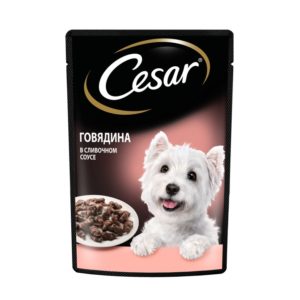Влажный корм Cesar для взрослых собак, с говядиной в сливочном соусе, 85 г