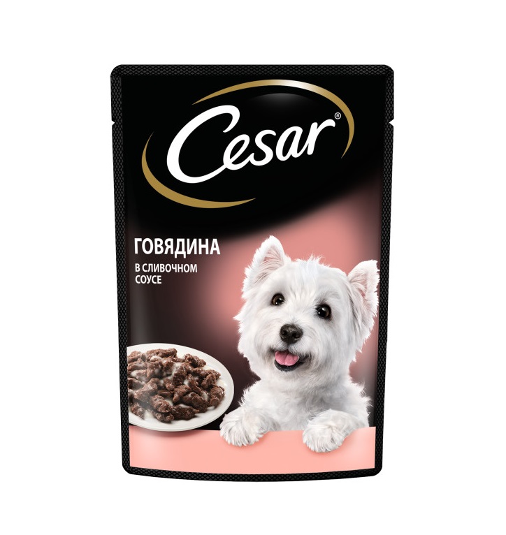 Влажный корм Cesar для взрослых собак, с говядиной в сливочном соусе, 85 г