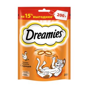 Лакомство для кошек Dreamies подушечки с курицей, 200 г