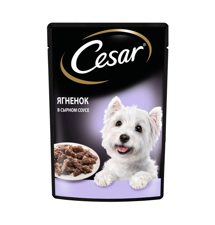 Влажный корм Cesar для взрослых собак, с ягненком в сырном соусе, 85 г