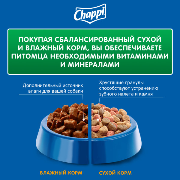 Сухой корм для собак Chappi «Сытный мясной обед. С говядиной по-домашнему» 600 г