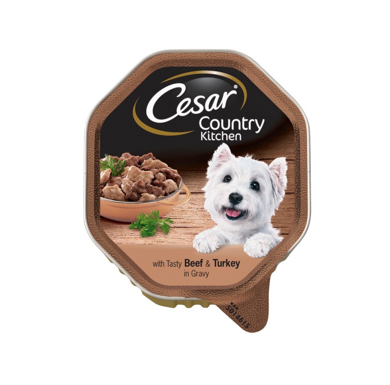 Cesar «Фермерская Кухня» с аппетитной говядиной и индейкой в соусе, 150 г