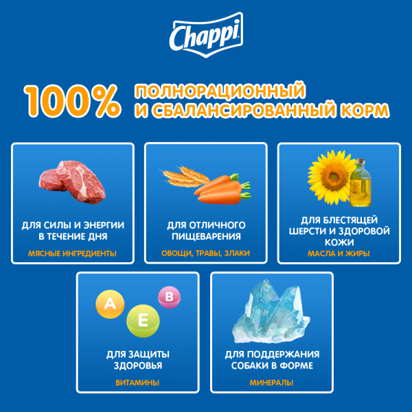 Сухой корм для собак Chappi «Сытный мясной обед. С говядиной по-домашнему», 2.5 кг