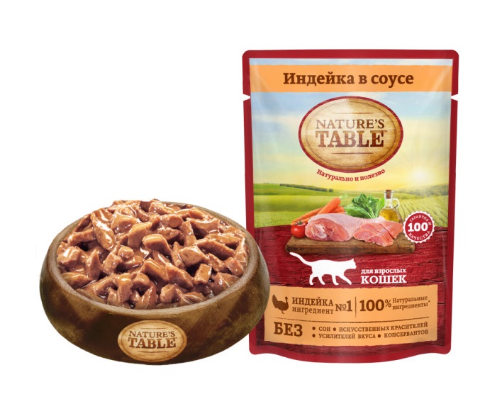 Влажный корм для кошек Nature’s Table Индейка в соусе, 85 г