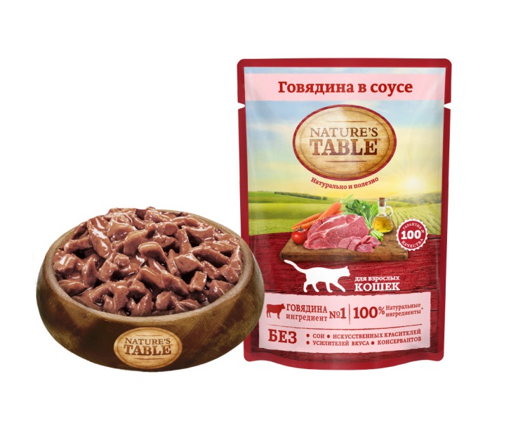 Влажный корм для кошек Nature’s Table Говядина в соусе, 85 г