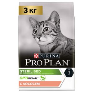 Сухой корм Pro Plan для взрослых стерилизованных кошек и кастрированных котов, с высоким содержанием лосося 3 кг