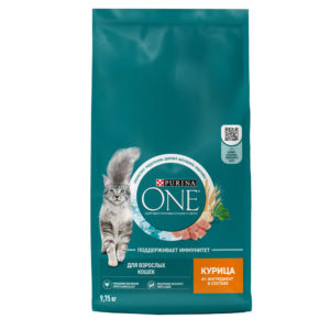 Сухой корм Purina ONE полнорационный для взрослых кошек, с высоким содержанием курицы, 9,75 кг