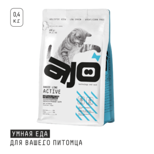 Сухой корм для взрослых кошек AJO Cat Аctive с индейкой, 400 г