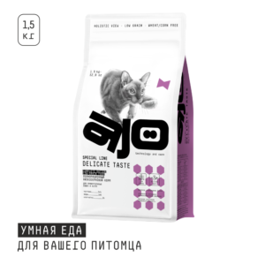 Сухой корм для привередливых кошек и котят AJO Cat Delicate Taste с индейкой, 1.5 кг