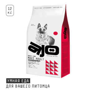 Сухой корм для взрослых собак крупных пород AJO Dog Maxi Adult с олениной, индейкой и гречкой, 12 кг