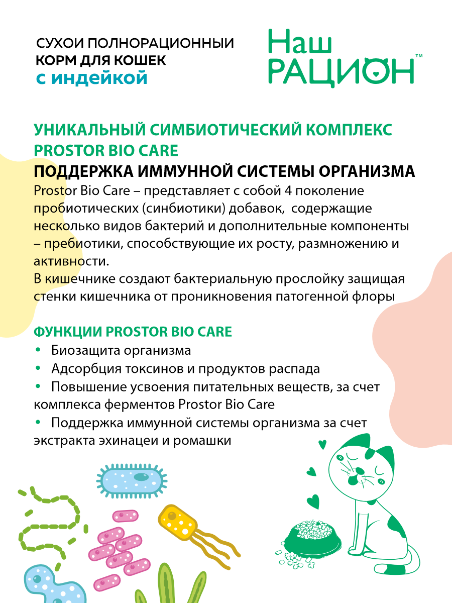 Сухой корм для взрослых кошек Наш Рацион с индейкой, 10 кг