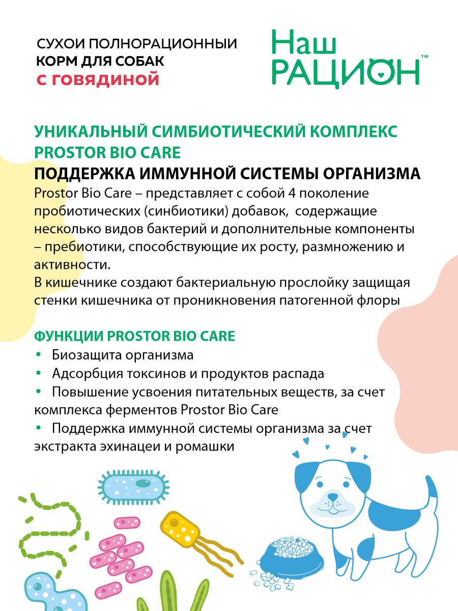 Сухой корм для взрослых собак Наш Рацион с говядиной, 15 кг