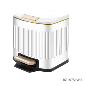 Ведро для мусора с педалью 5л, нержавеющая сталь, белое BZ-A75LWH